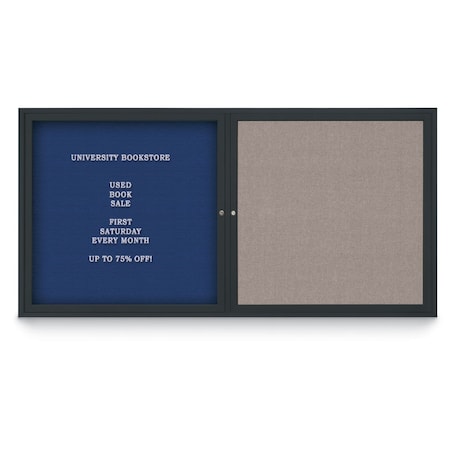 United Visual Products Corkboard, 72"x36", Medium Grey/Satin UV406PLUS-SATIN-MEDGRY